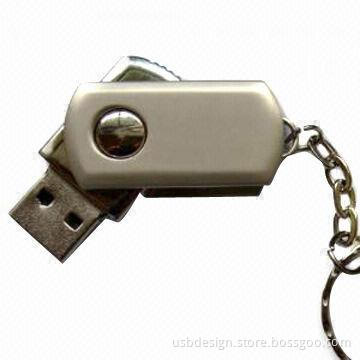 Metal Swivel USB Flash Drive with 10 Years Data Retention, Supports USB2.0 Devices